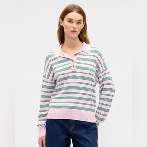 Gap CashSoft Cashmerr Alternative Relaxed Sweater Polo Shirt NWT XS Preppy